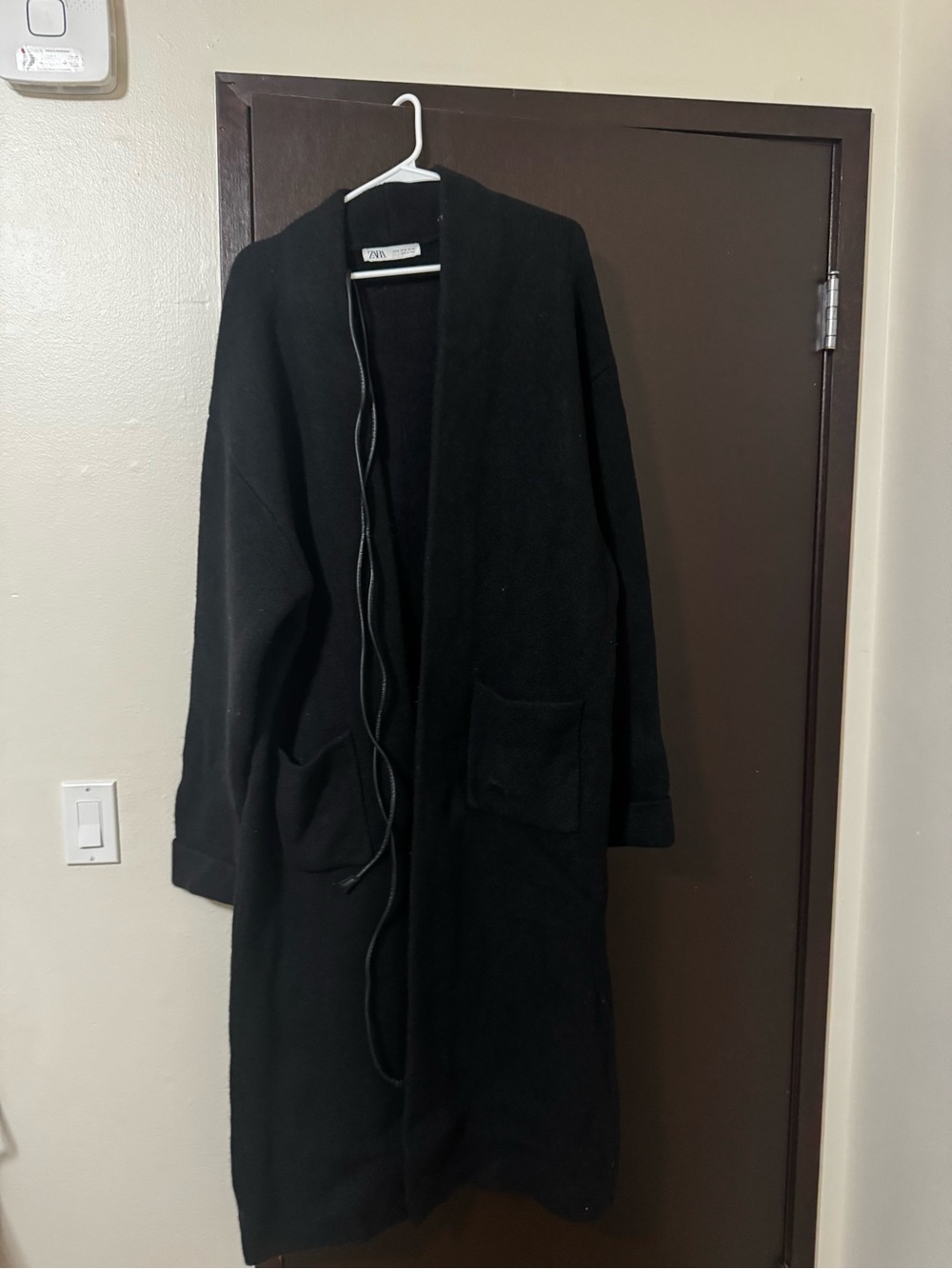 Zara Black Long Open-Front Women's Coat